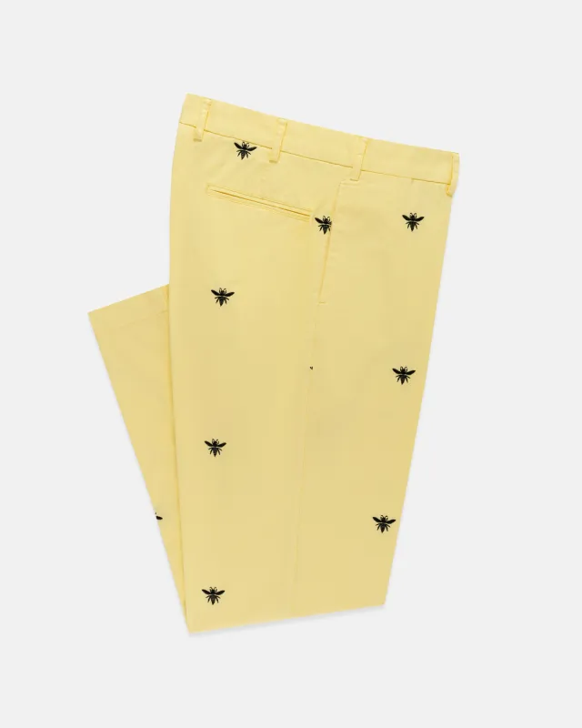 Wasp Embroidered Cotton Twill Pant made by J. Press