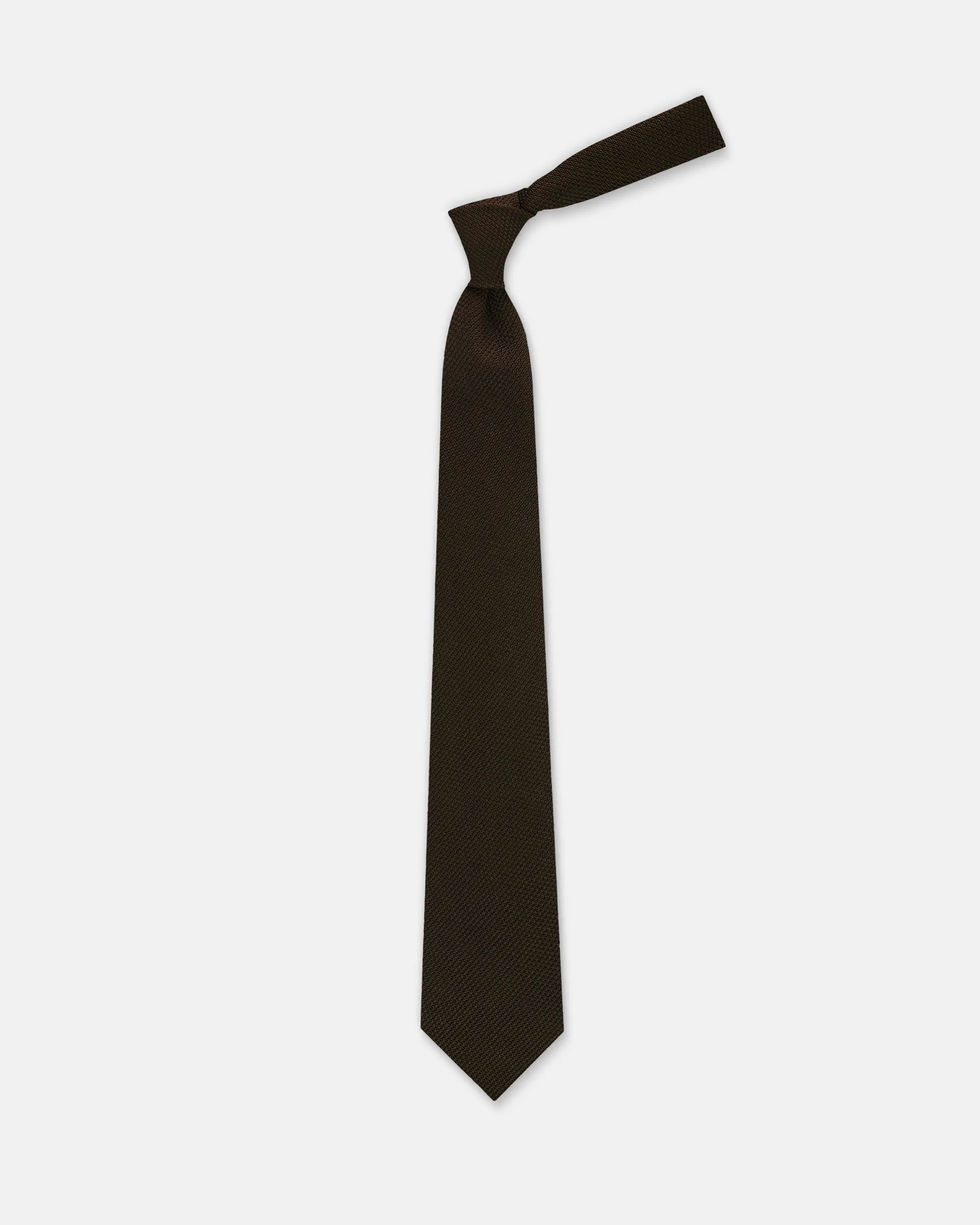 Made-in-UK Solid Brown Grenadine Tie sold by J. Press