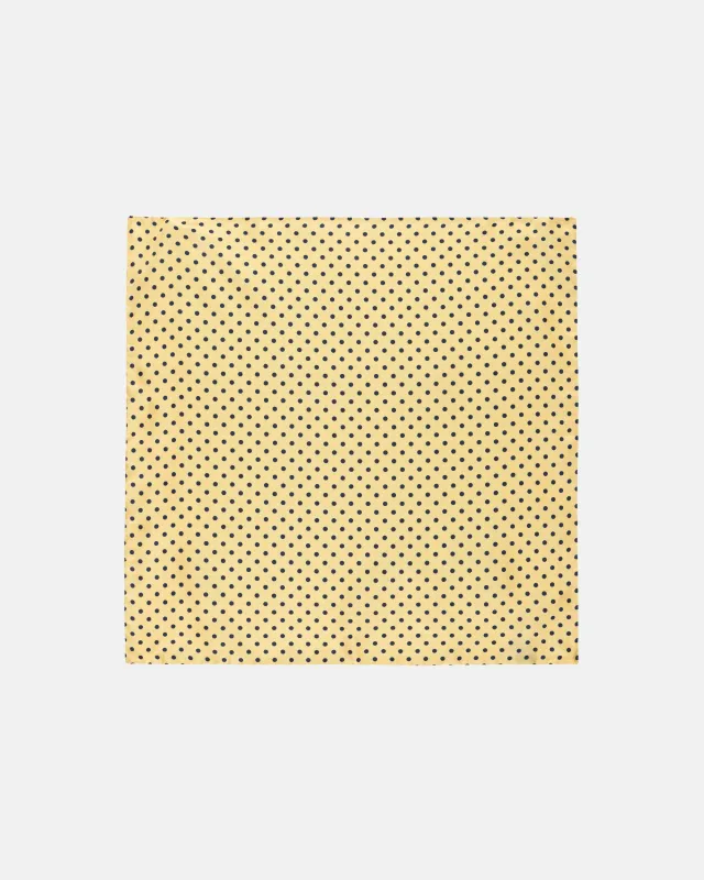 Made-in-Italy Yellow & Navy Polka Dot Silk Pocket Square made by J. Press