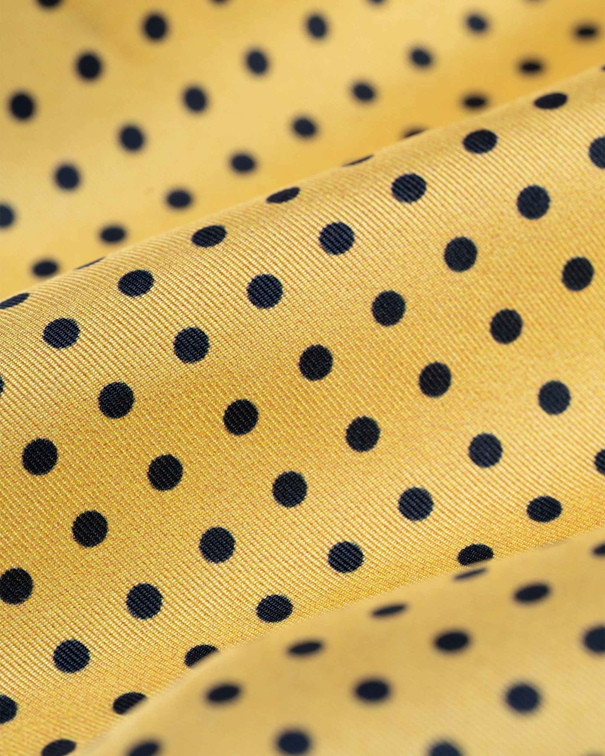 Made-in-Italy Yellow & Navy Polka Dot Silk Pocket Square sold by J. Press product image thumbnail 2