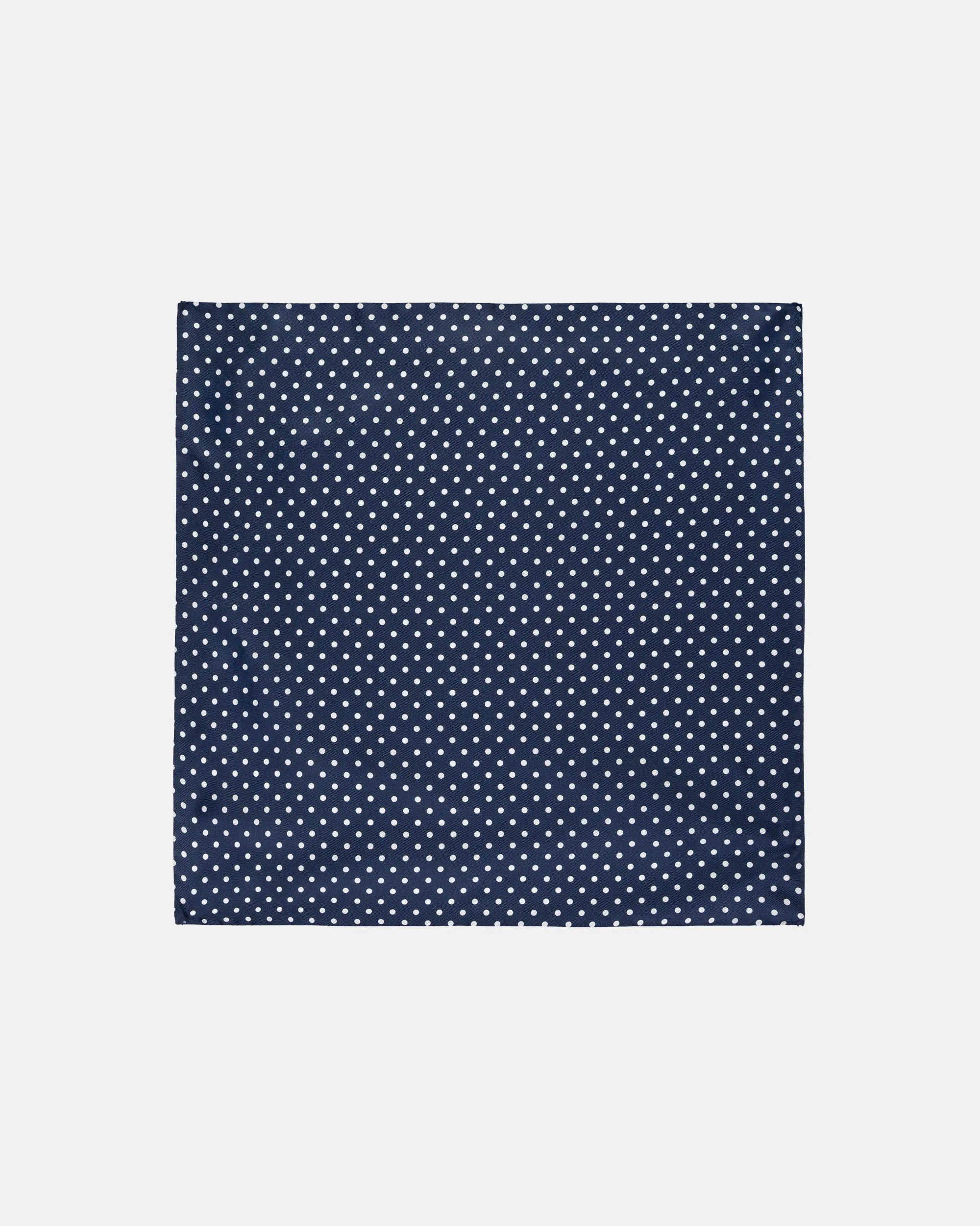 Made-in-Italy Navy & White Polka Dot Silk Pocket Square sold by J. Press