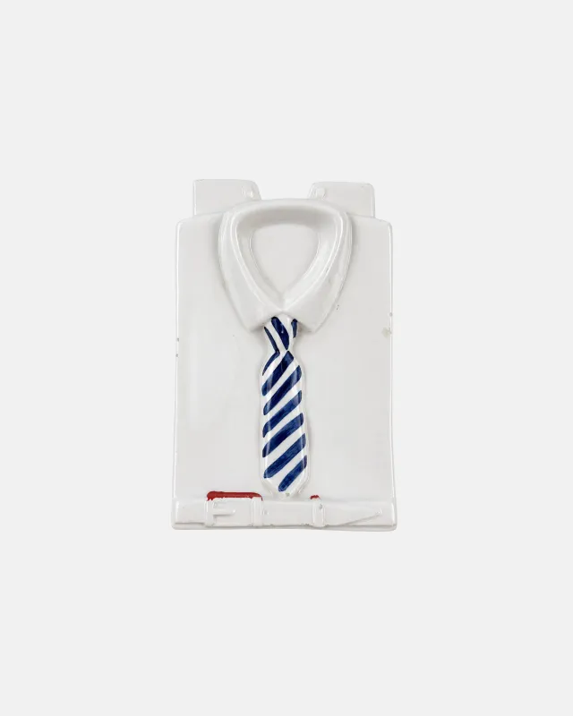 Vintage White Shirt & Tie Ceramic Ashtray Catchall Dish Made in Italy made by J. Press