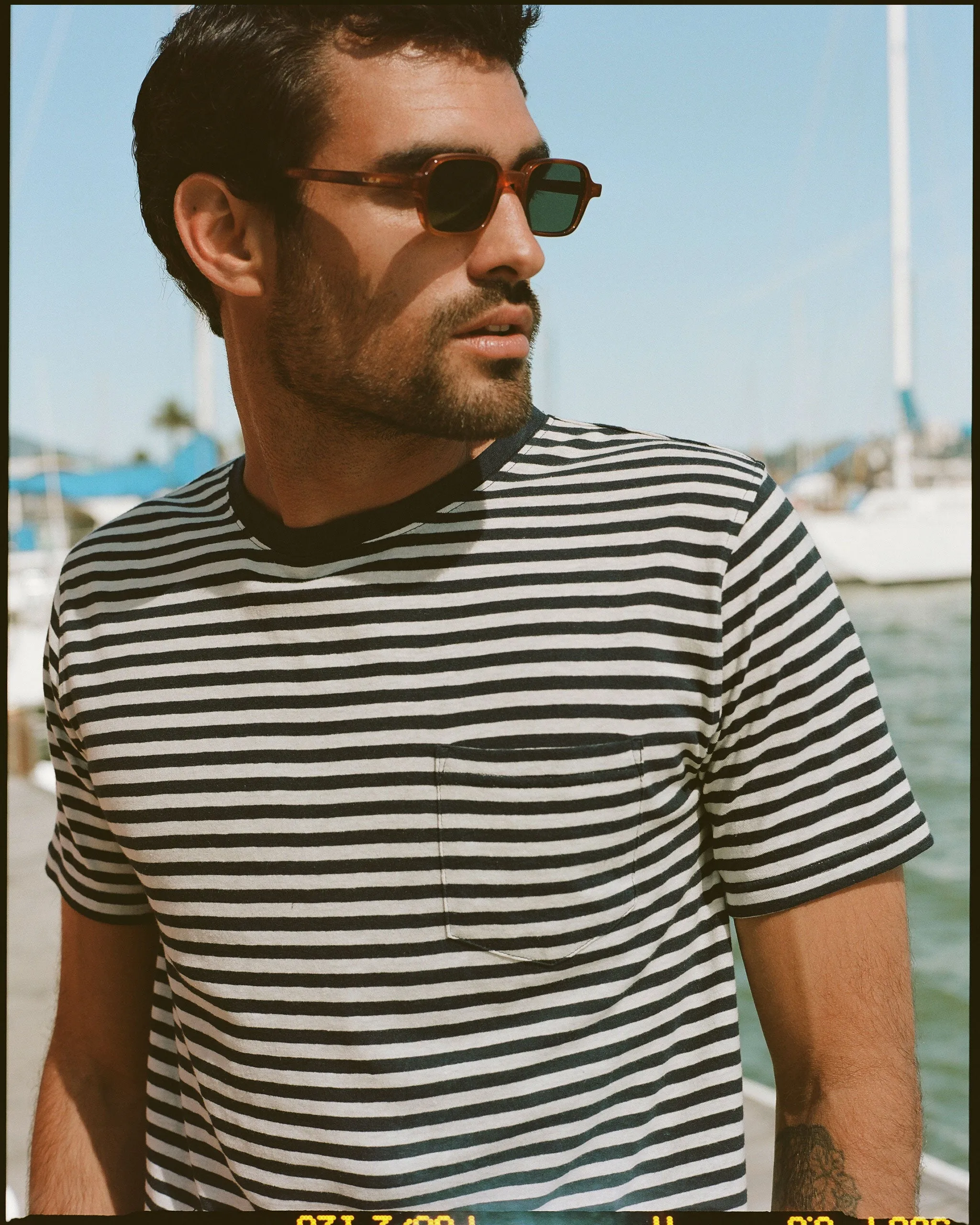Armor-Lux Navy & White Stripe Cotton-Linen T-Shirt sold by J. Press product image thumbnail 5