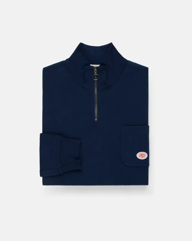 Armor-Lux Navy Quarter-Zip Organic Cotton Sweatshirt made by Armor-Lux