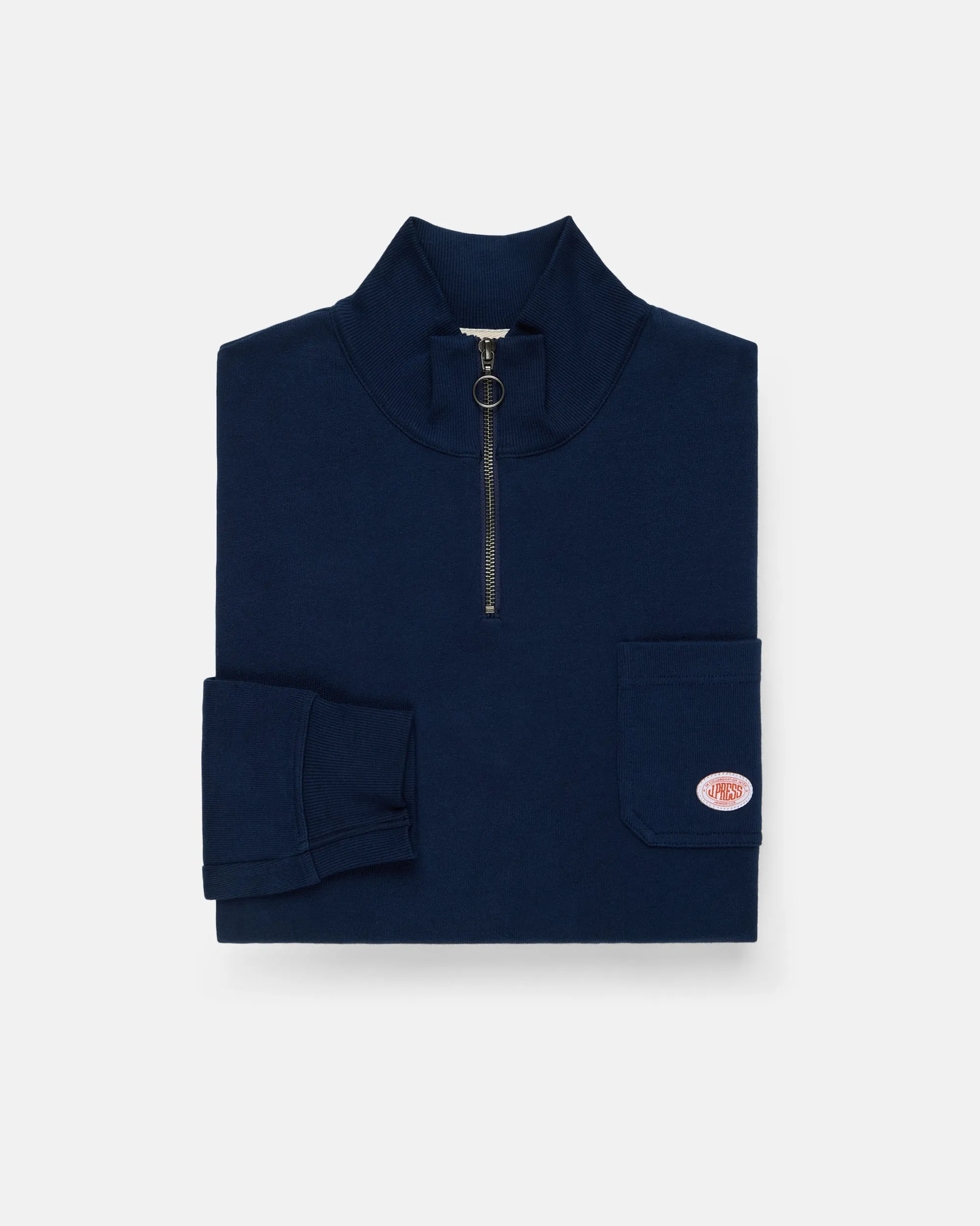 Armor-Lux Navy Quarter-Zip Organic Cotton Sweatshirt sold by J. Press