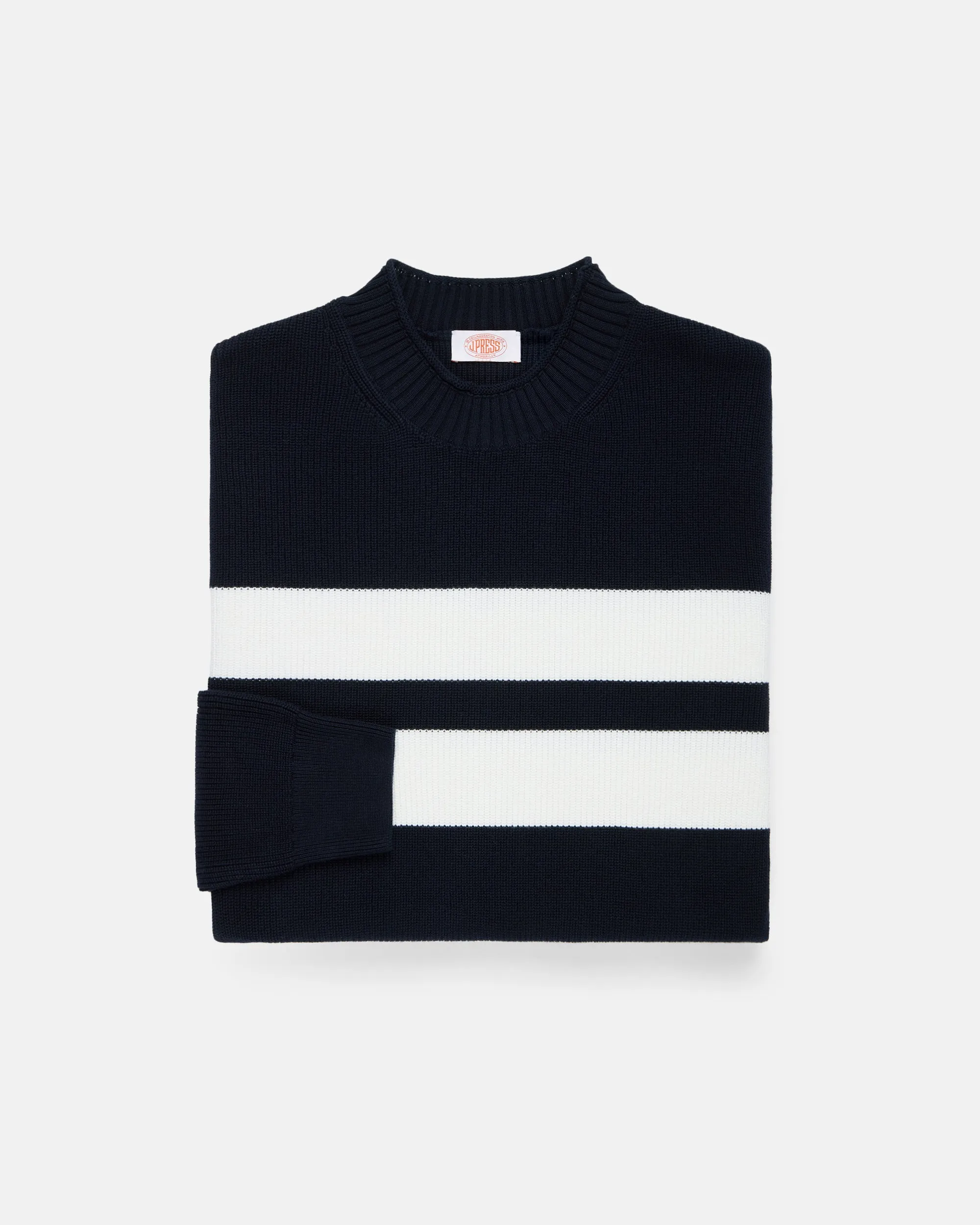 Armor-Lux Navy Bold White Stripe Cotton Sweater sold by J. Press