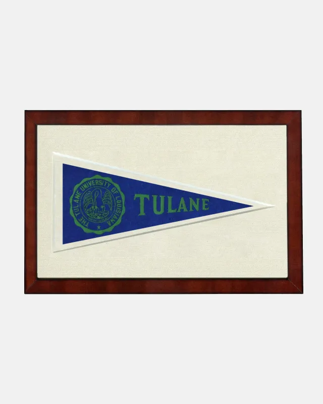 Tulane Framed Vintage Pennant made by J. Press