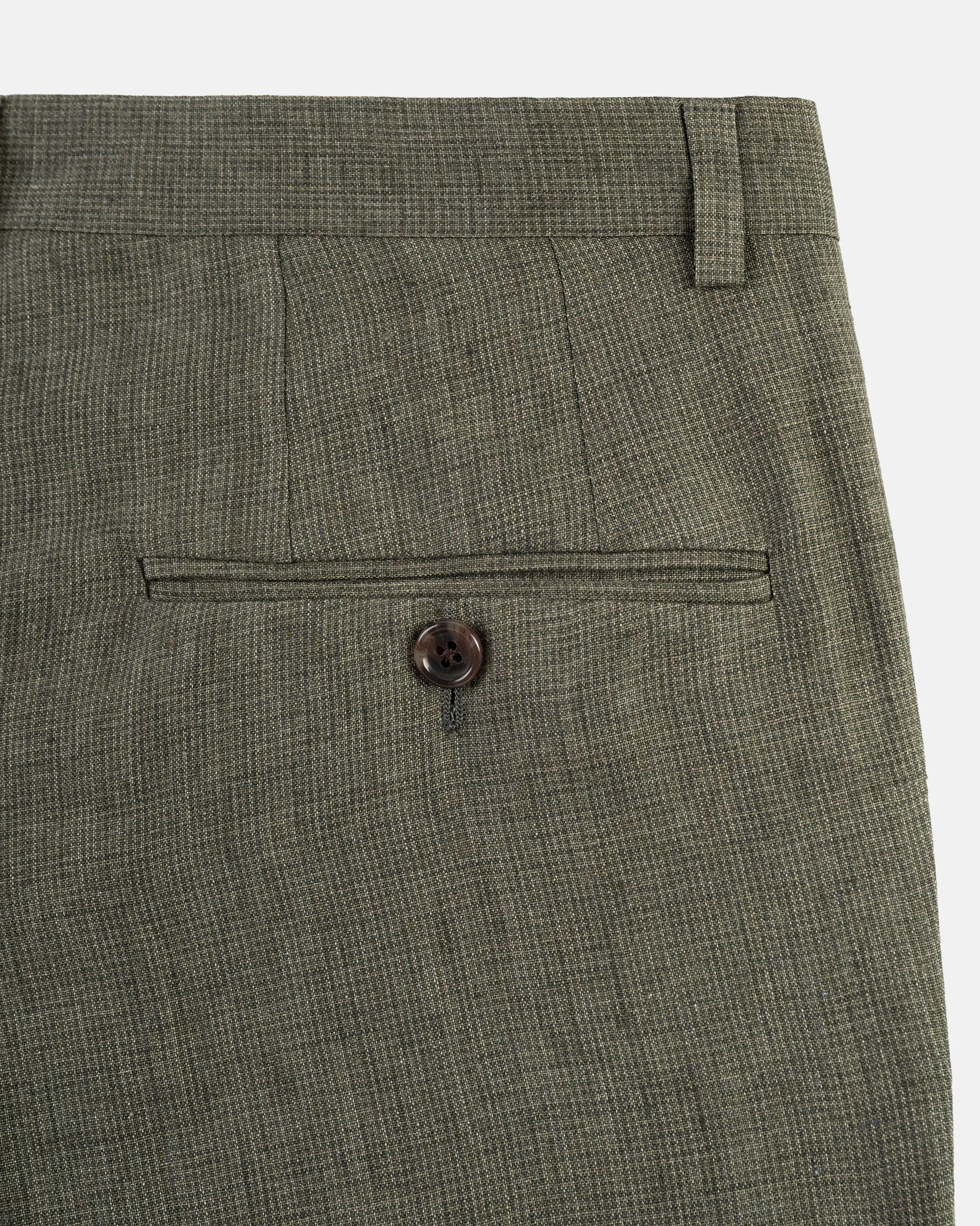 Made-in-USA Olive Mini Houndstooth Linen Trouser sold by J. Press product image thumbnail 3