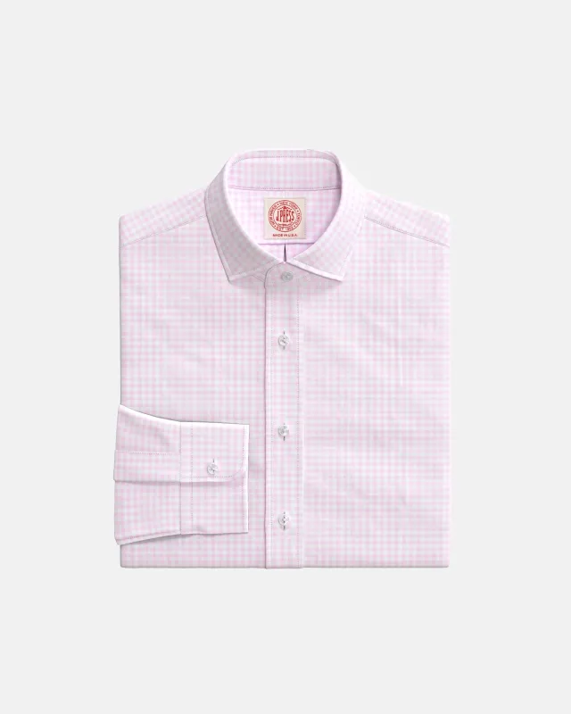 Pink Tattersall English Spread Collar Custom Shirt made by J. Press
