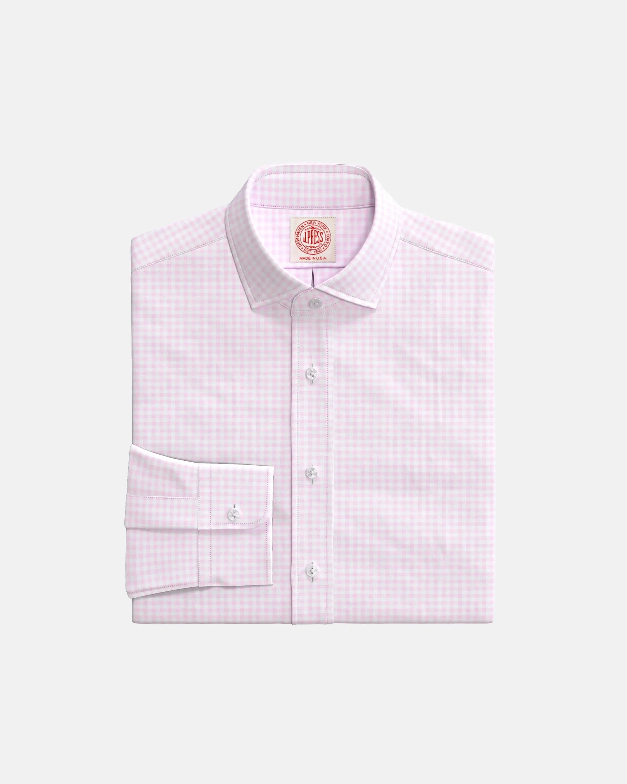 Pink Tattersall English Spread Collar Custom Shirt sold by J. Press