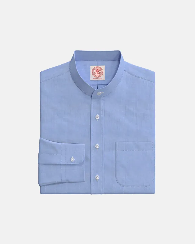 Blue Pinpoint Oxford Banded Collar Custom Shirt made by J. Press