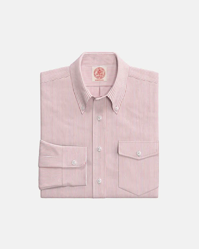 Red University Stripe Oxford Button Down Custom Shirt made by J. Press