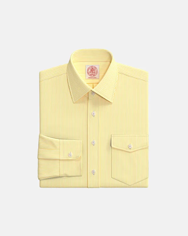 Yellow Bengal Stripe Semi-Spread Collar Custom Shirt made by J. Press