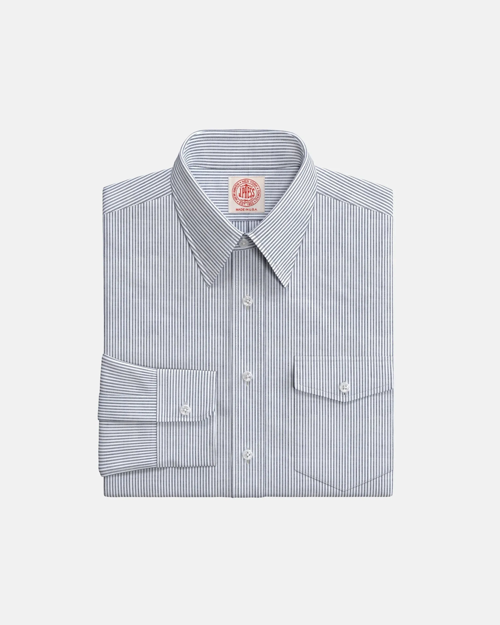 Grey Pencil Stripe Point Collar Custom Shirt sold by J. Press