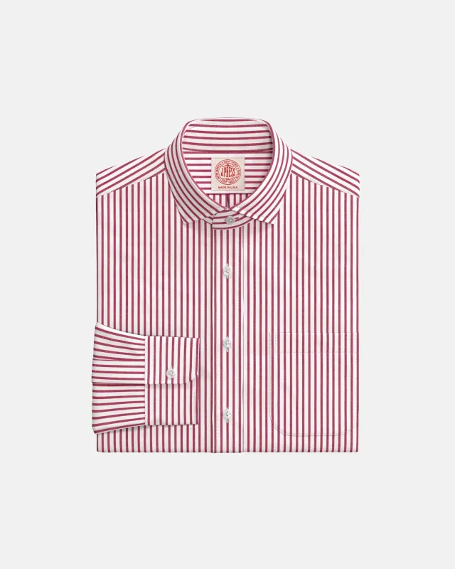 Red Butcher Stripe English Spread Collar Custom Shirt made by J. Press