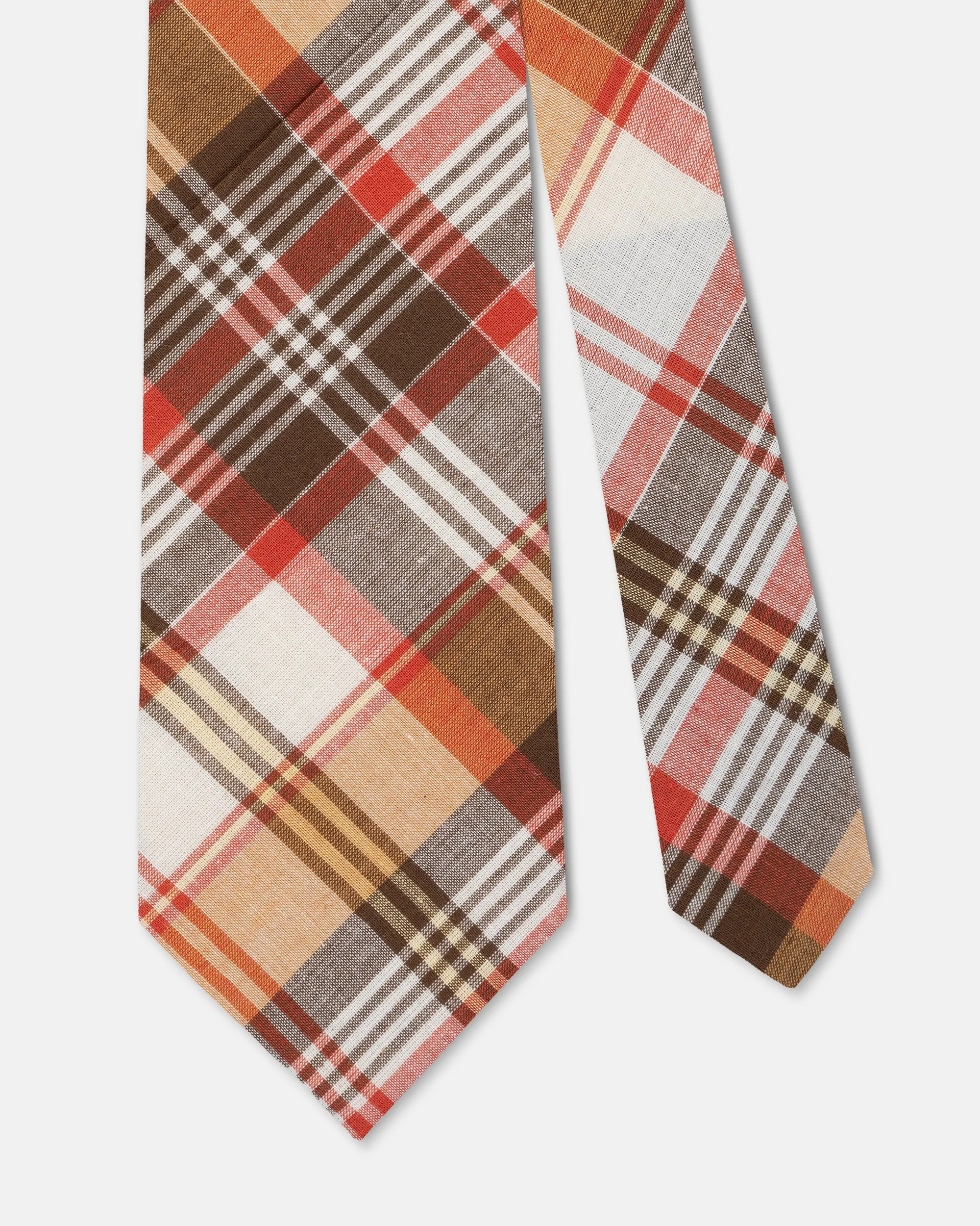 Made-in-USA Brown, White, & Red Madras Tie sold by J. Press product image thumbnail 2