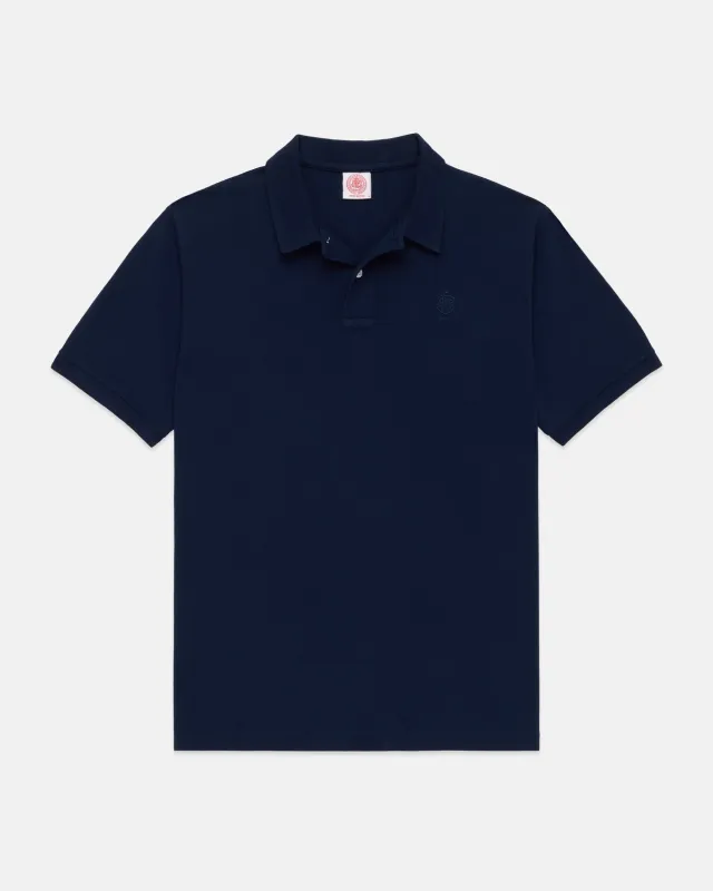 J. Press Navy Archival Crest Pique Polo made by J. Press
