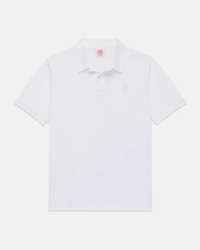 J. Press White Archival Crest Pique Polo made by J. Press