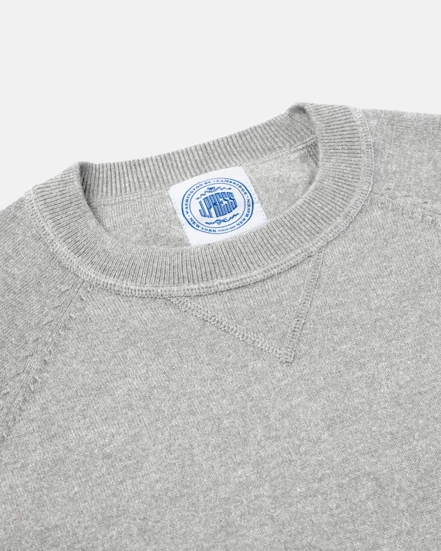 Grey Cotton-Wool Crewneck Sweatshirt - Trim Fit made by Alan Paine