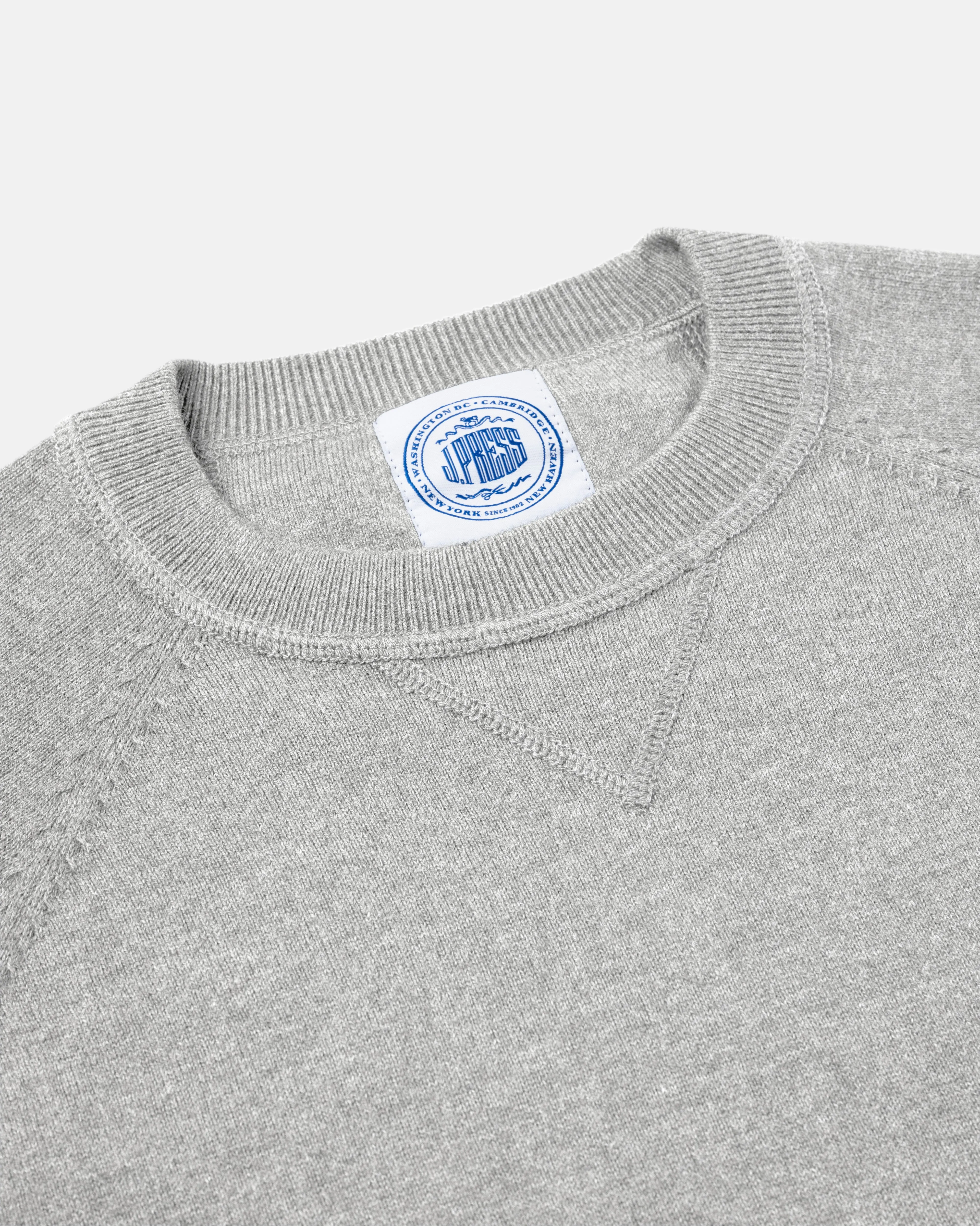 Grey Cotton-Wool Crewneck Sweatshirt - Trim Fit sold by J. Press