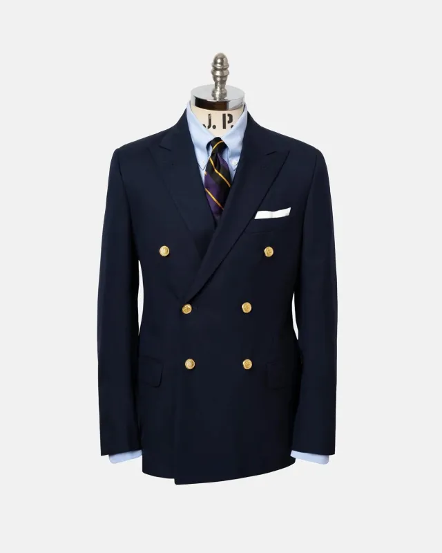 Made-in-USA Double-Breasted Navy Tropical Wool Blazer - Custom Make made by J. Press