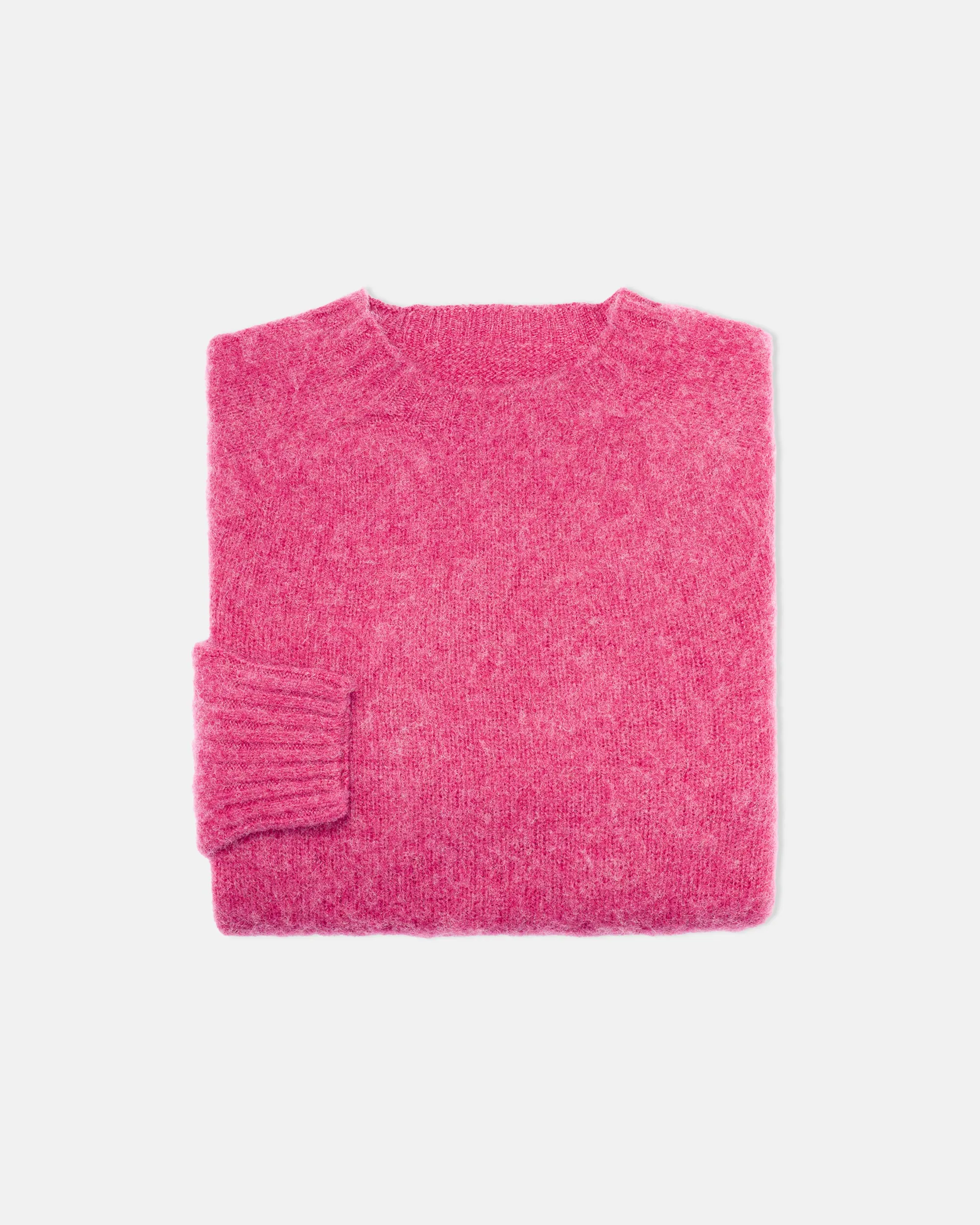 Made-in-Scotland Bright Pink Shaggy Dog Sweater - Trim Fit sold by J. Press