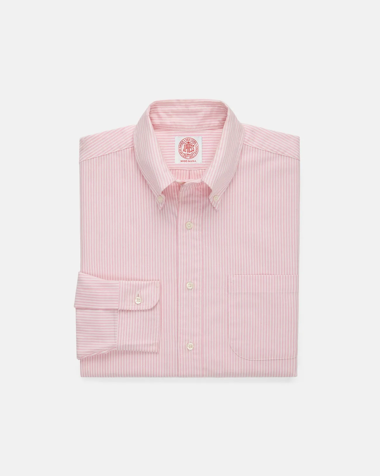 Made-in-USA Pink University Stripe Oxford Cloth Shirt - Regular Fit sold by J. Press