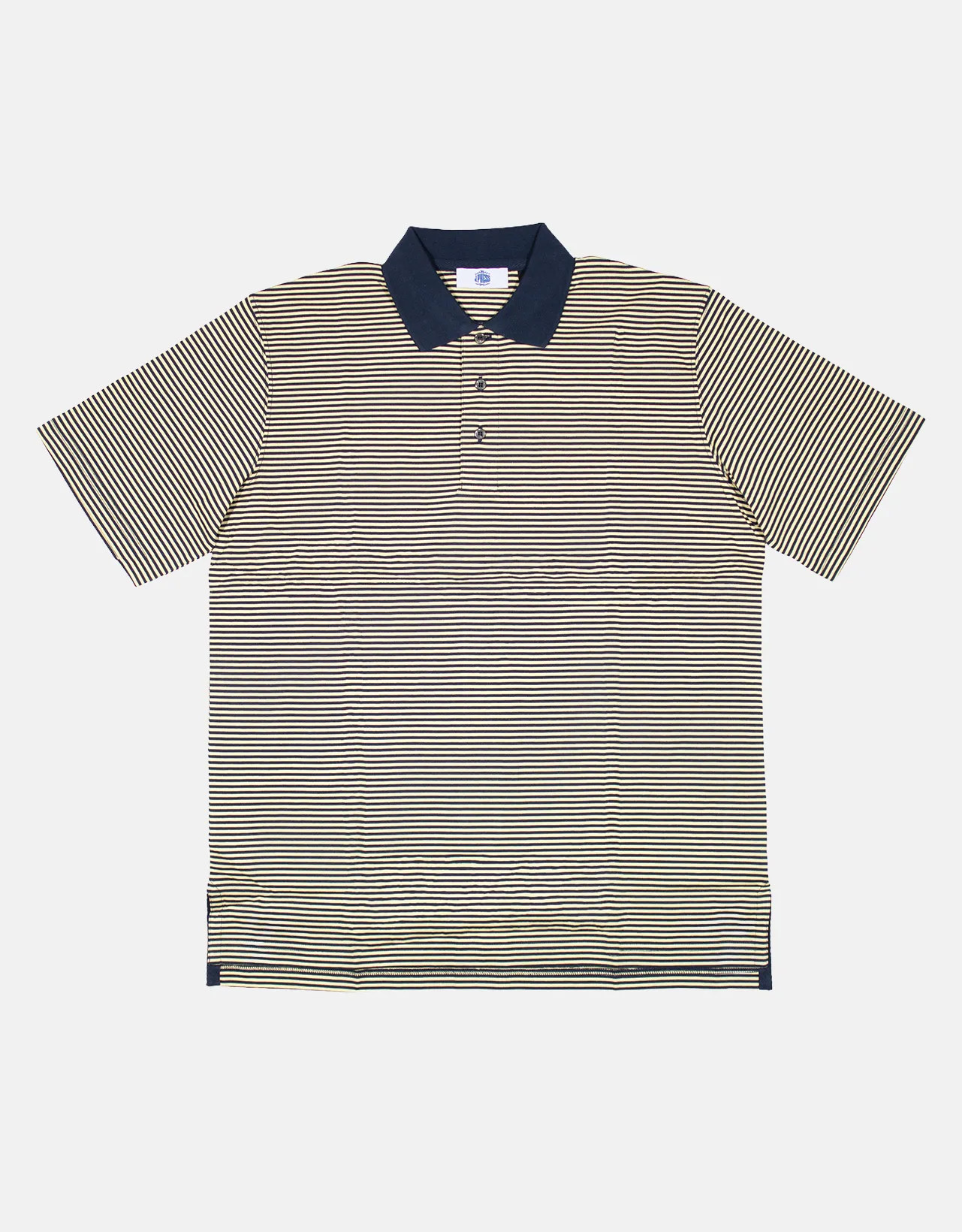 STRIPE POLO SHIRT W/KNIT COLLAR - NAVY/YELLOW sold by J. Press