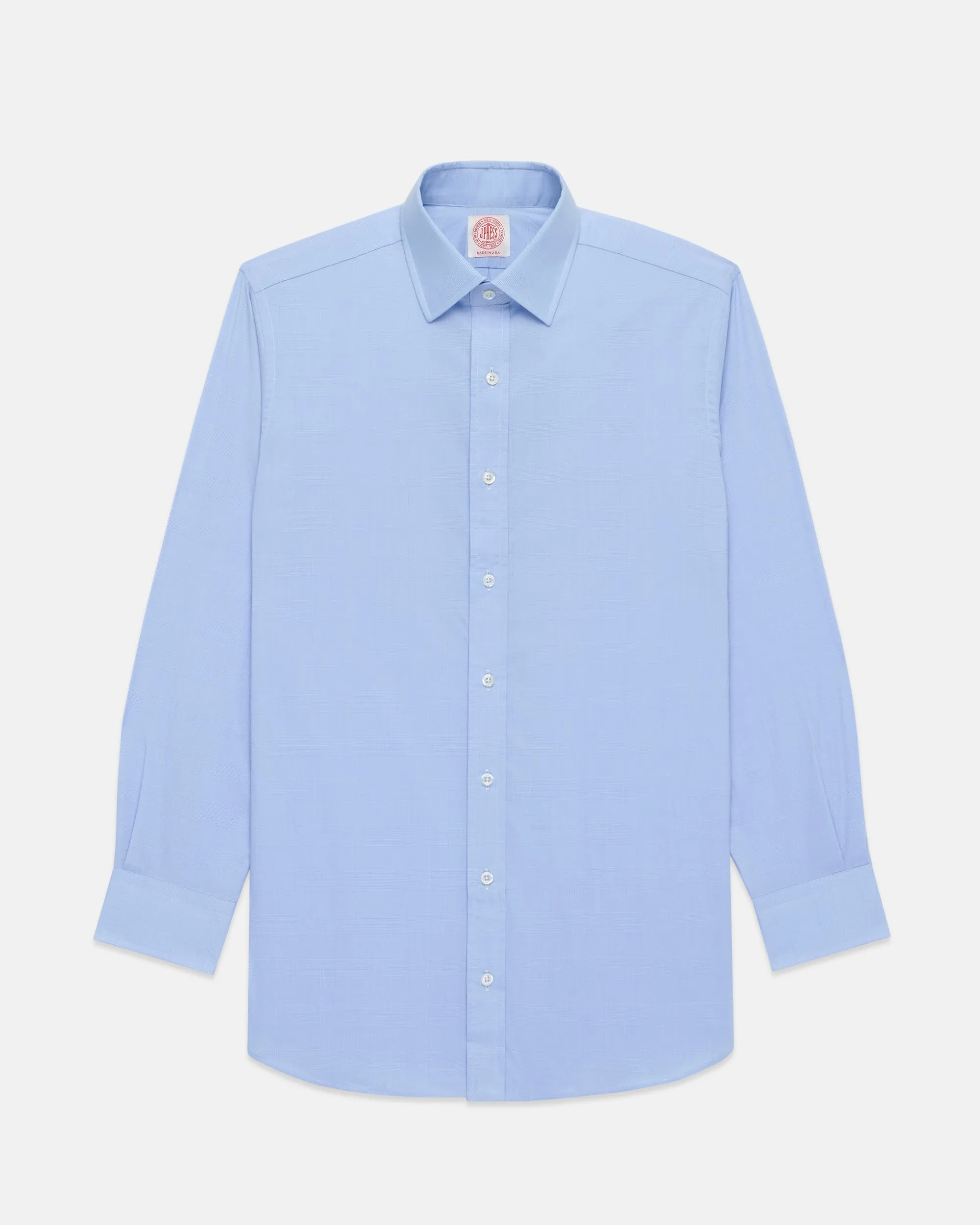 Made-in-USA Thomas Mason Blue Plaid Spread Collar Dress Shirt - Classic Fit sold by J. Press product image thumbnail 2