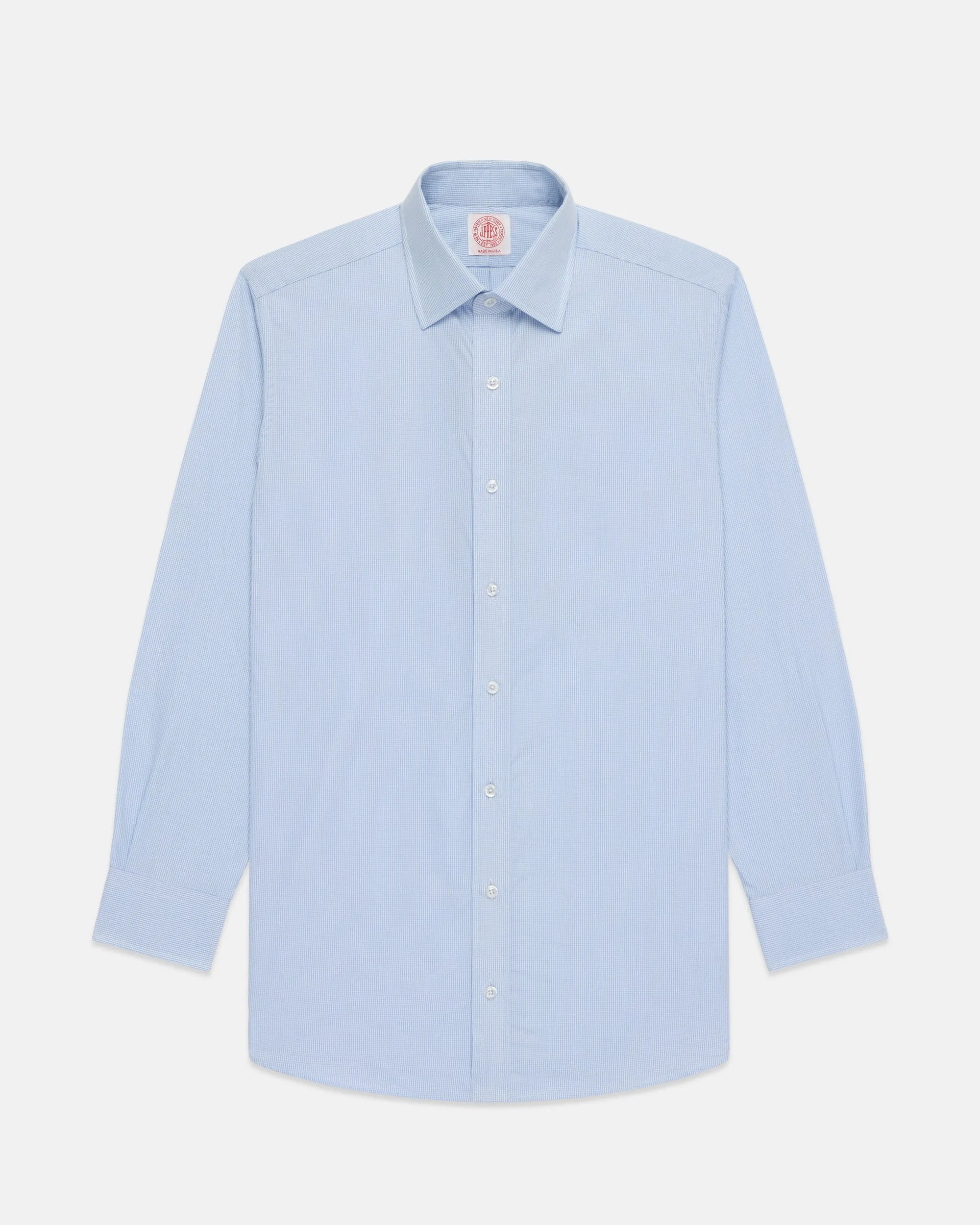 Made-in-USA Thomas Mason Blue Tattersall Spread Collar Dress Shirt - Classic Fit sold by J. Press product image thumbnail 2