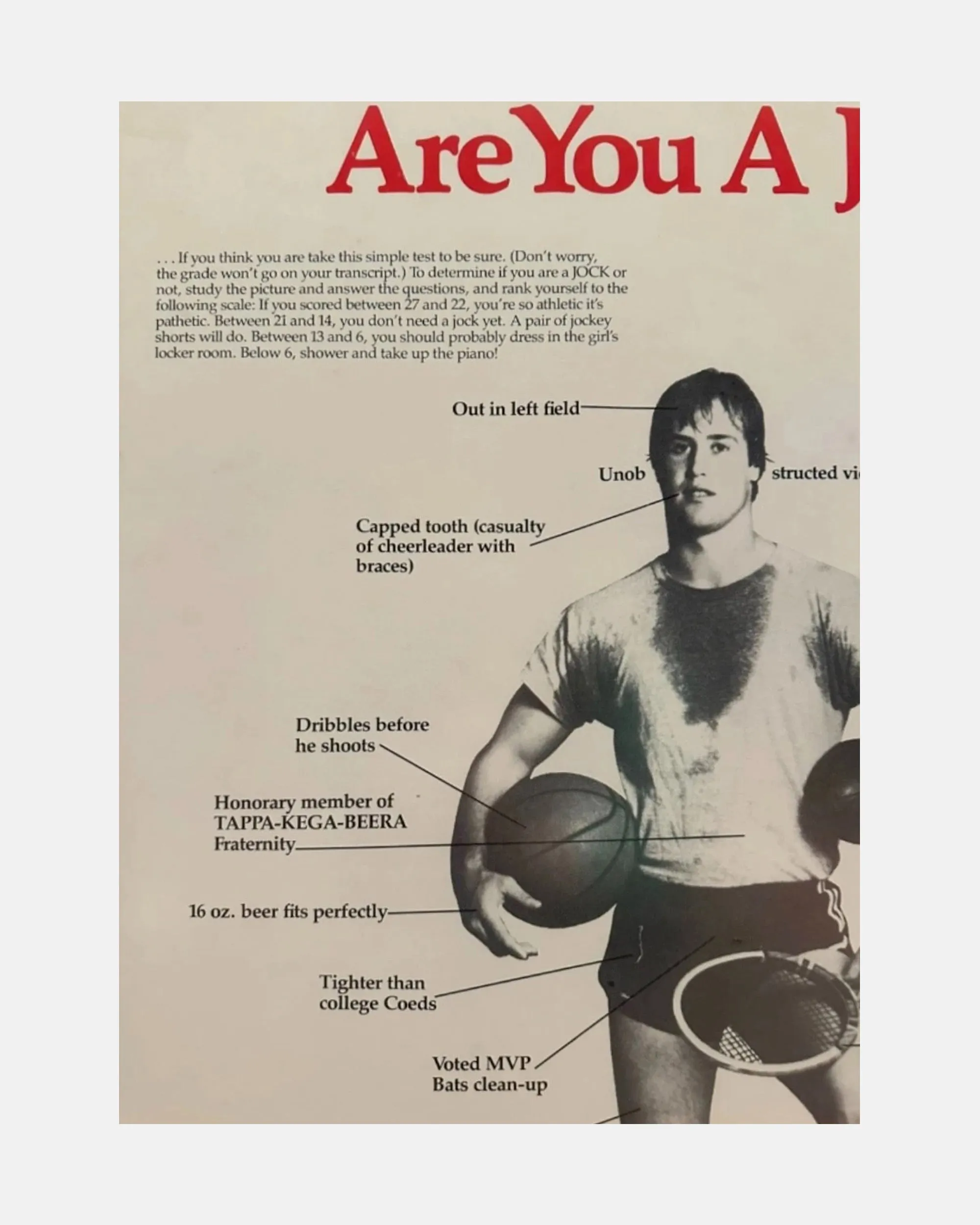 Vintage "Are You A Jock?" 1980 Framed Poster 19 x 26 in. sold by J. Press product image thumbnail 4