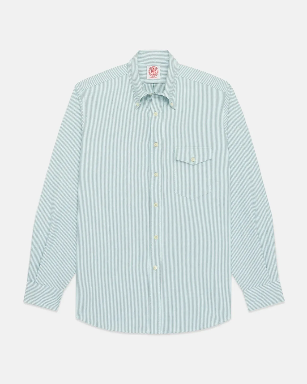 Made-in-USA Flap Pocket Green University Stripe Oxford Cloth Shirt - Classic Fit sold by J. Press product image thumbnail 2