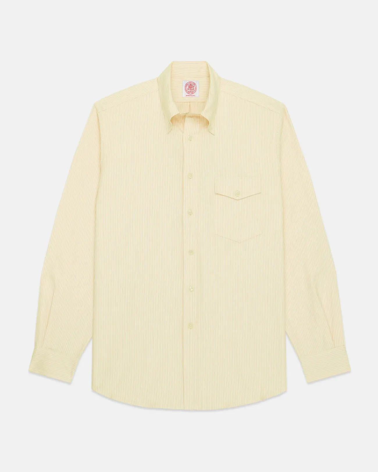 Made-in-USA Flap Pocket Yellow University Stripe Oxford Cloth Shirt - Classic Fit sold by J. Press product image thumbnail 2