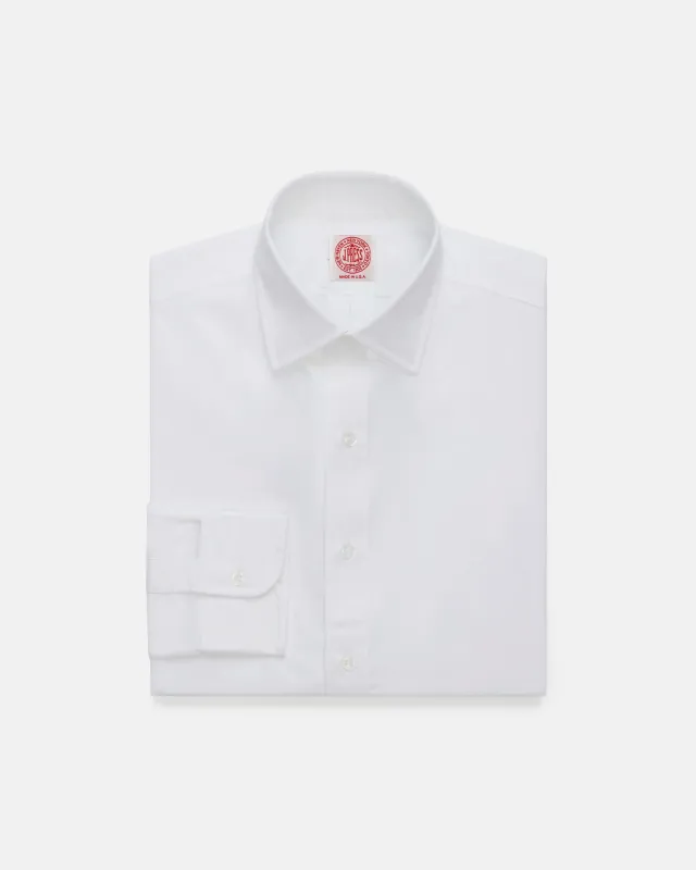 Made-in-USA Thomas Mason White Spread Collar Dress Shirt - Classic Fit made by J. Press