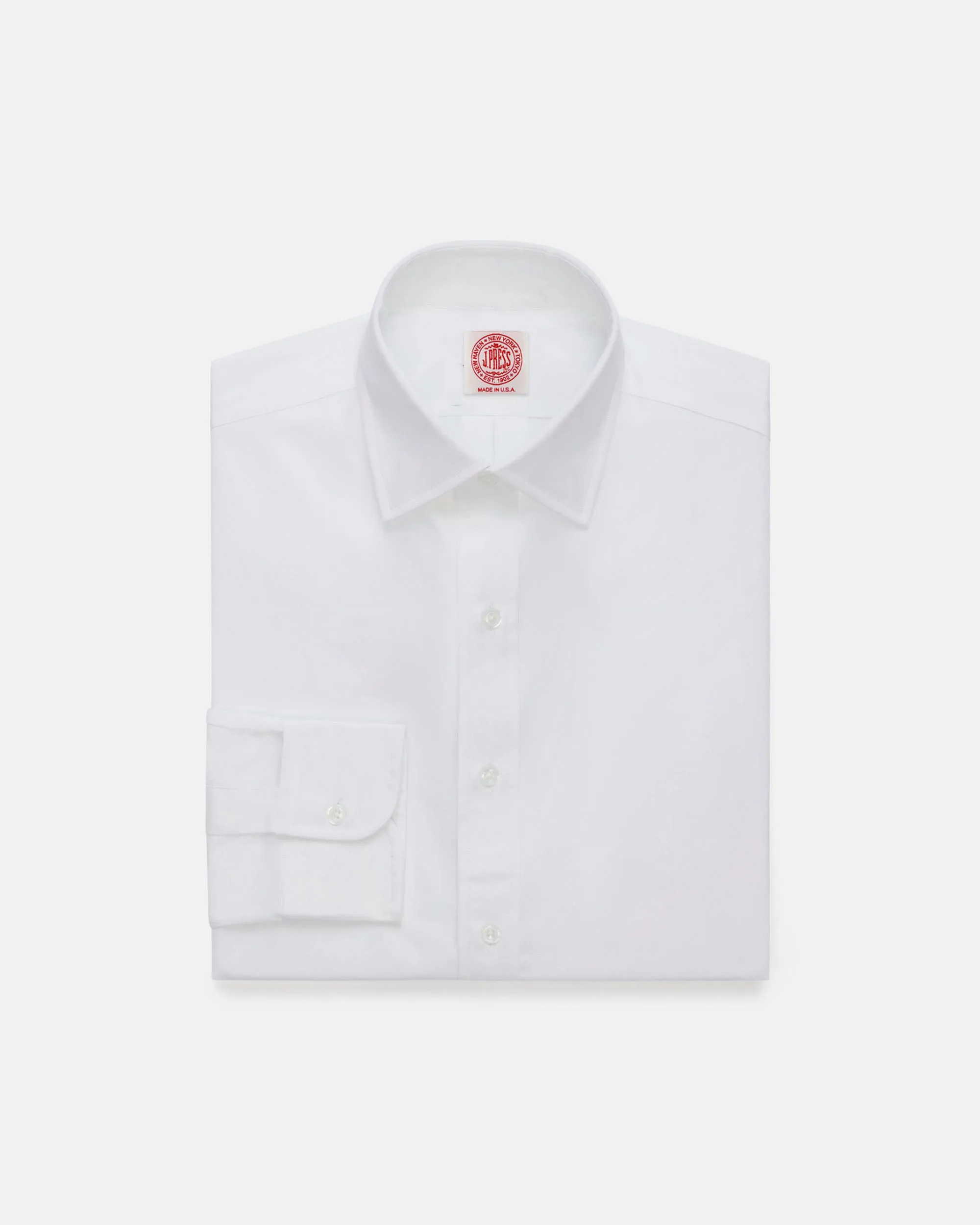 Made-in-USA Thomas Mason White Spread Collar Dress Shirt - Classic Fit sold by J. Press