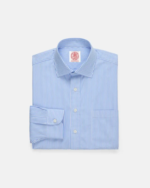 Made-in-Canada Light Blue Candy Stripe Spread Collar Dress Shirt - Classic Fit made by J. Press
