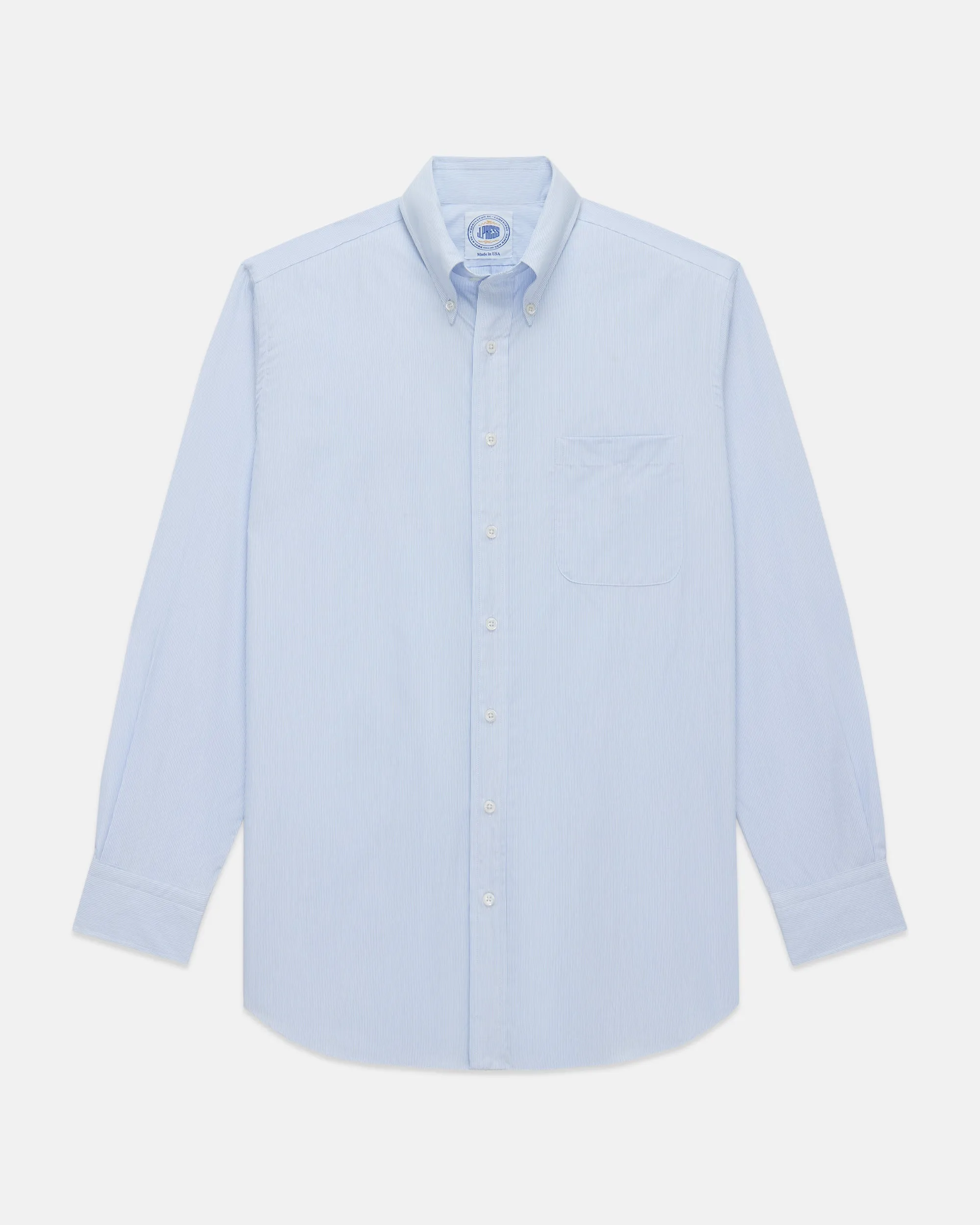 Made-in-USA Thomas Mason Blue Pinstripe Button Down Shirt - Classic Fit sold by J. Press product image thumbnail 2