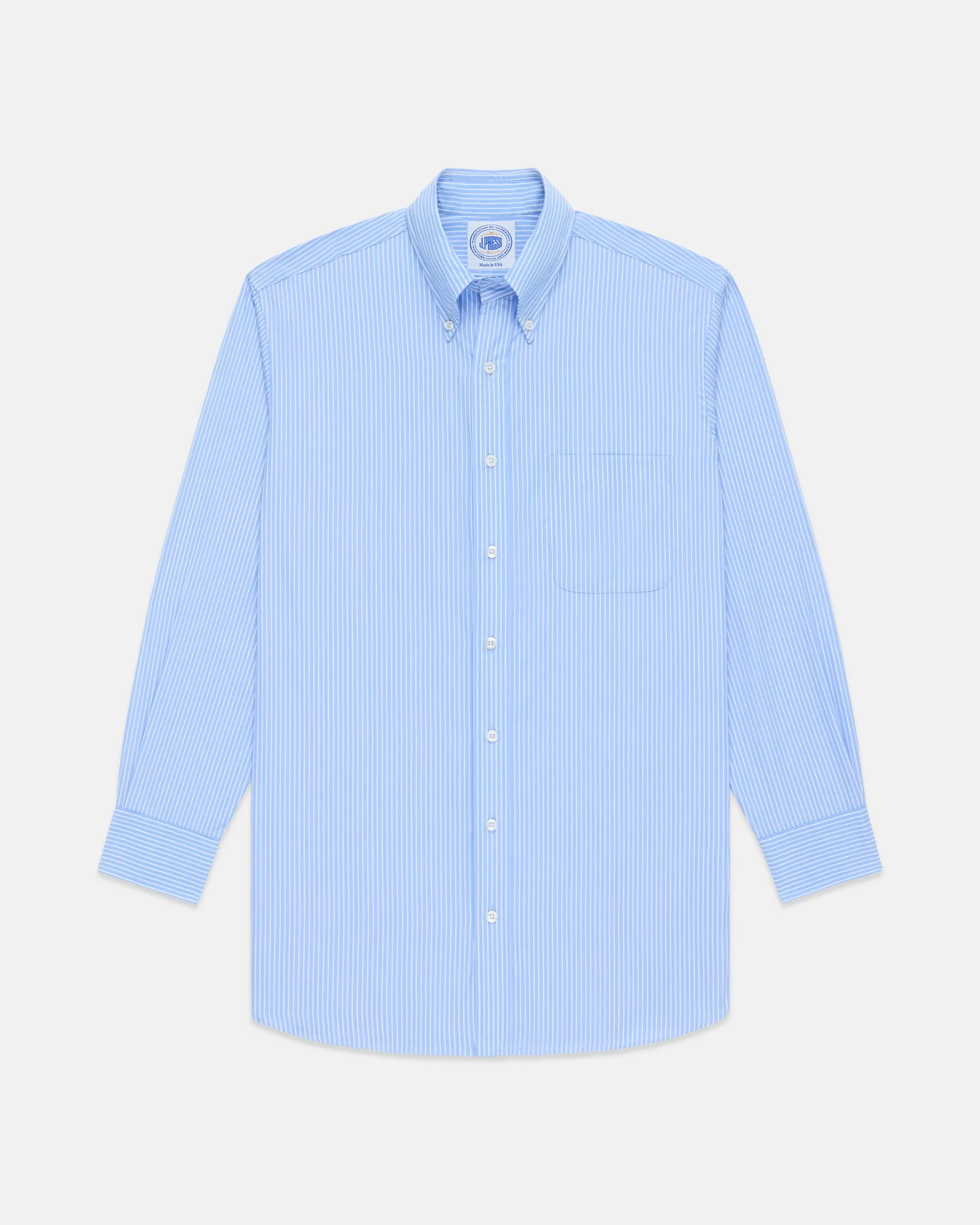 Made-in-USA Thomas Mason Blue Banker Stripe Dress Shirt - Classic Fit sold by J. Press product image thumbnail 2