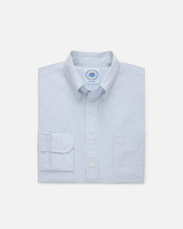 Made-in-USA Thomas Mason Blue Mini Tattersall Button Down Shirt - Classic Fit made by J. Press