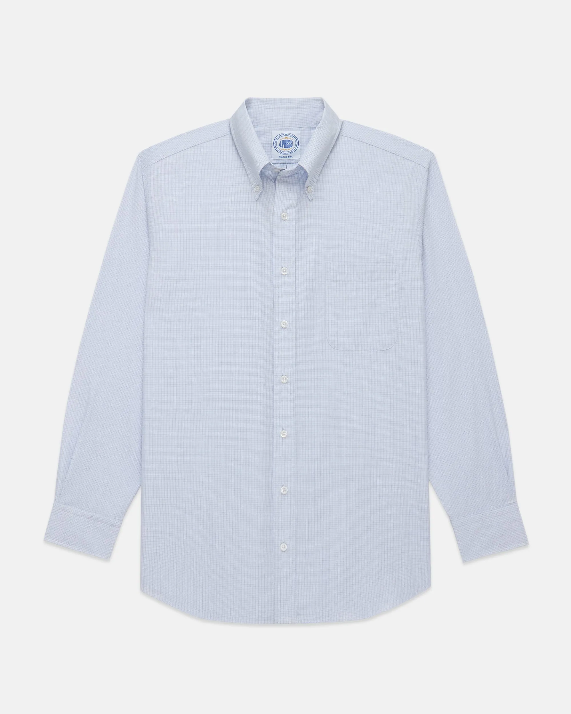 Made-in-USA Thomas Mason Blue Mini Tattersall Button Down Shirt - Classic Fit sold by J. Press product image thumbnail 2