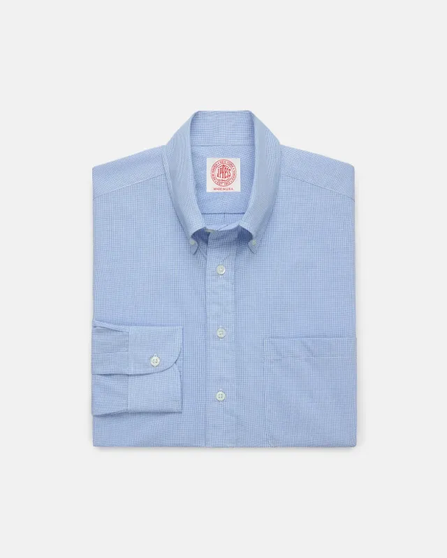 Made-in-Canada Dark Blue Mini Tattersall Button Down Shirt - Classic Fit made by J. Press