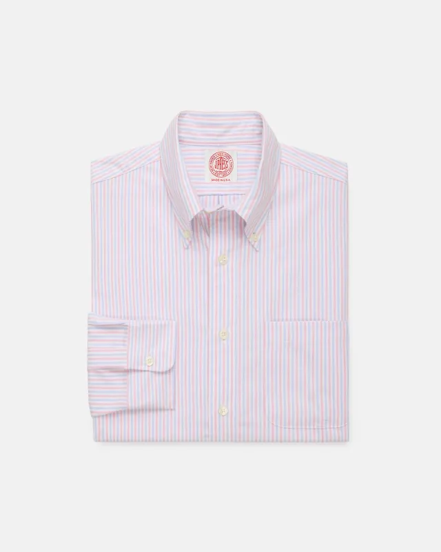 Made-in-USA Blue & Pink Alternating Stripe Oxford Dress Shirt - Classic Fit made by J. Press