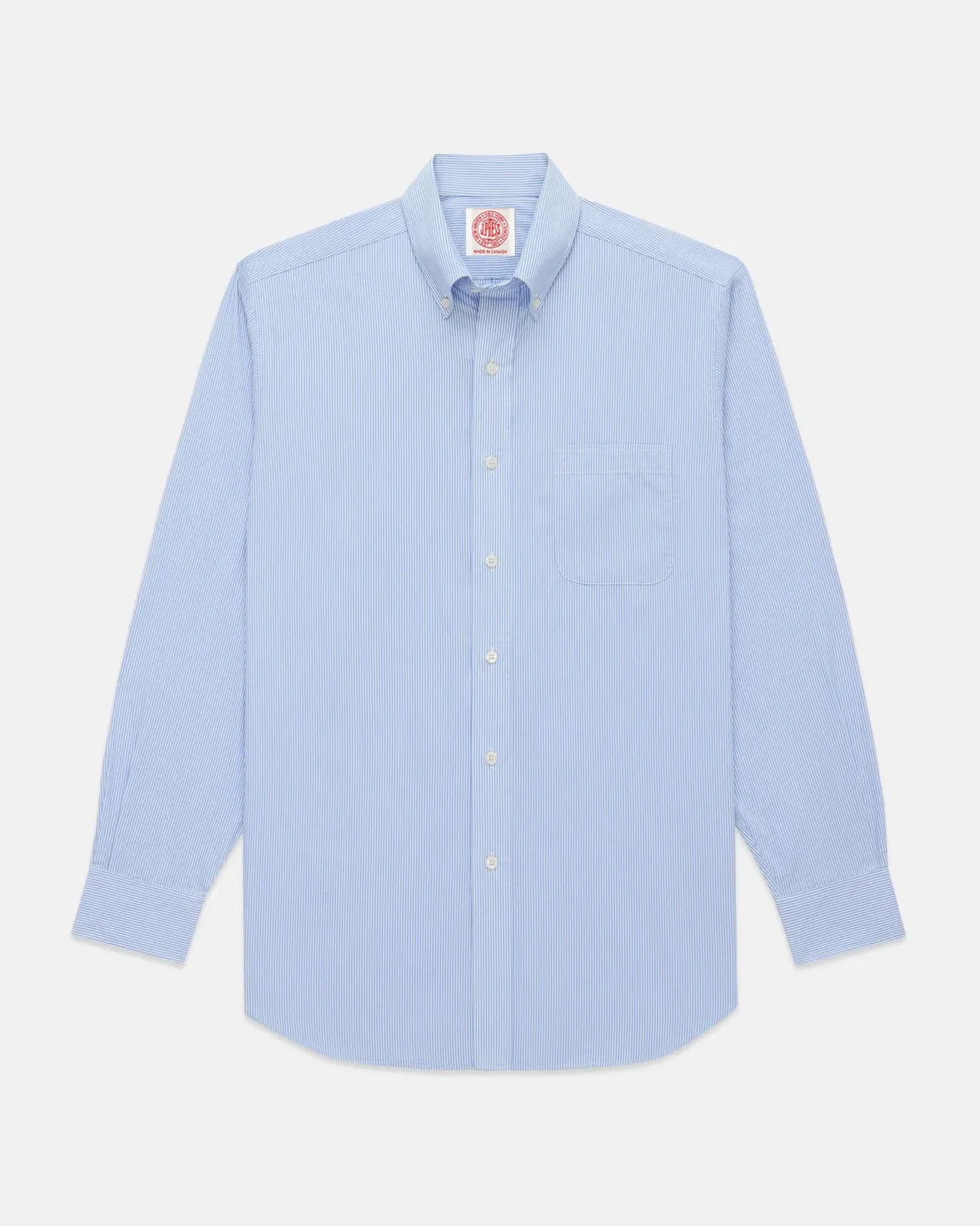 Made-in-Canada Medium Blue Hairline Stripe Button Down Shirt - Classic Fit sold by J. Press product image thumbnail 2