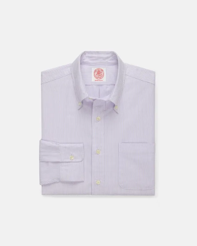 Made-in-USA Lavender University Stripe Oxford Cloth Shirt - Classic Fit made by J. Press