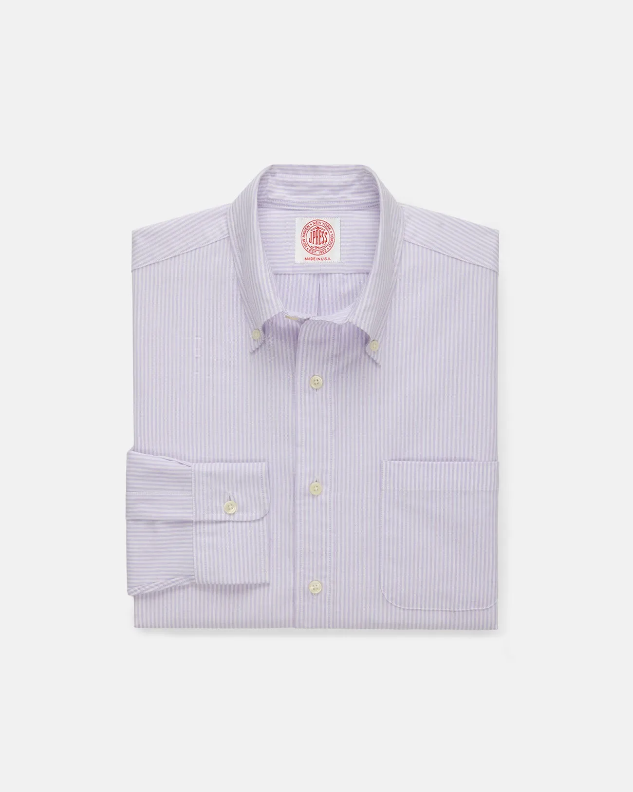 Made-in-USA Lavender University Stripe Oxford Cloth Shirt - Classic Fit sold by J. Press