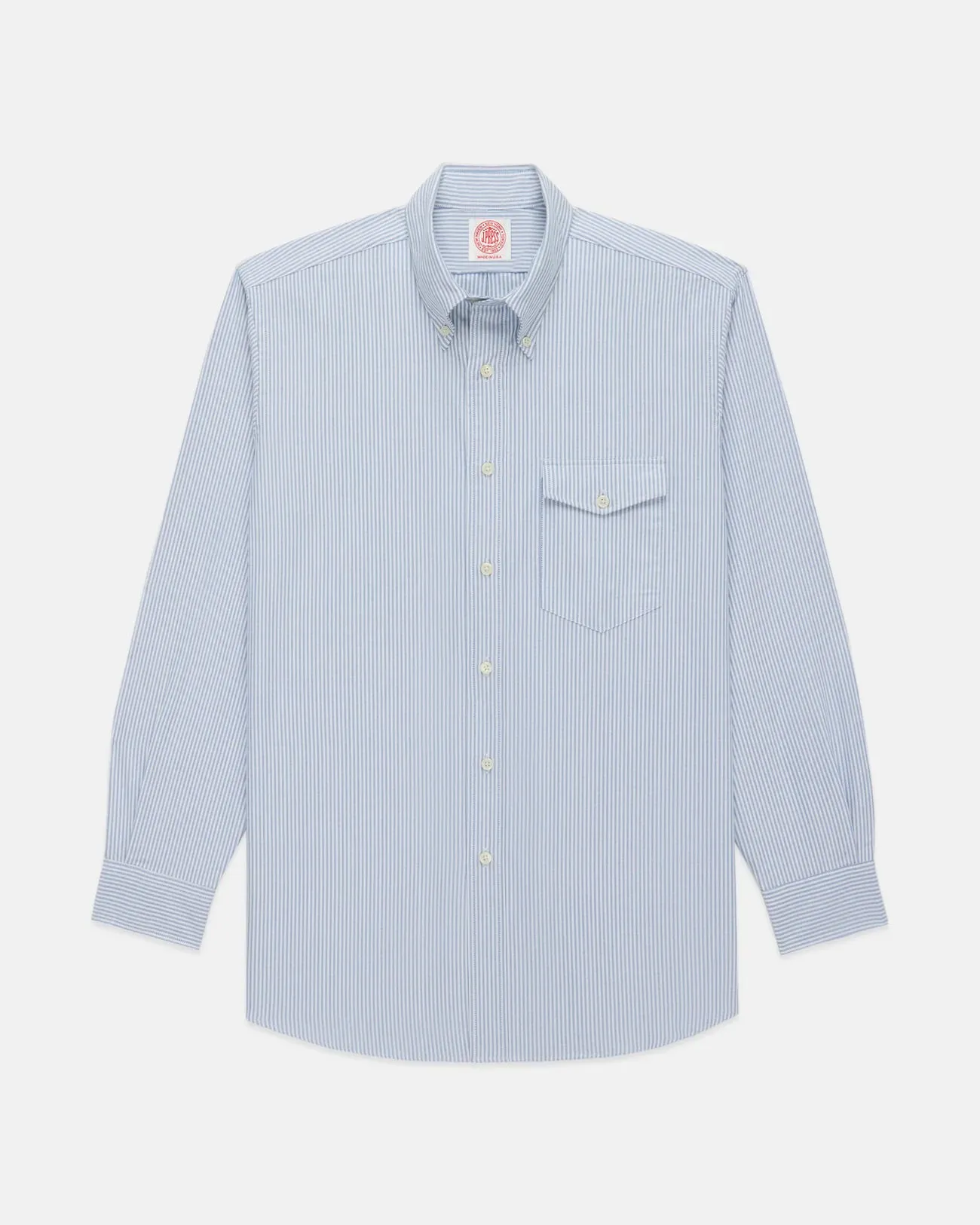 Made-in-USA Flap Pocket Blue University Stripe Oxford Cloth Shirt - Regular Fit sold by J. Press product image thumbnail 2