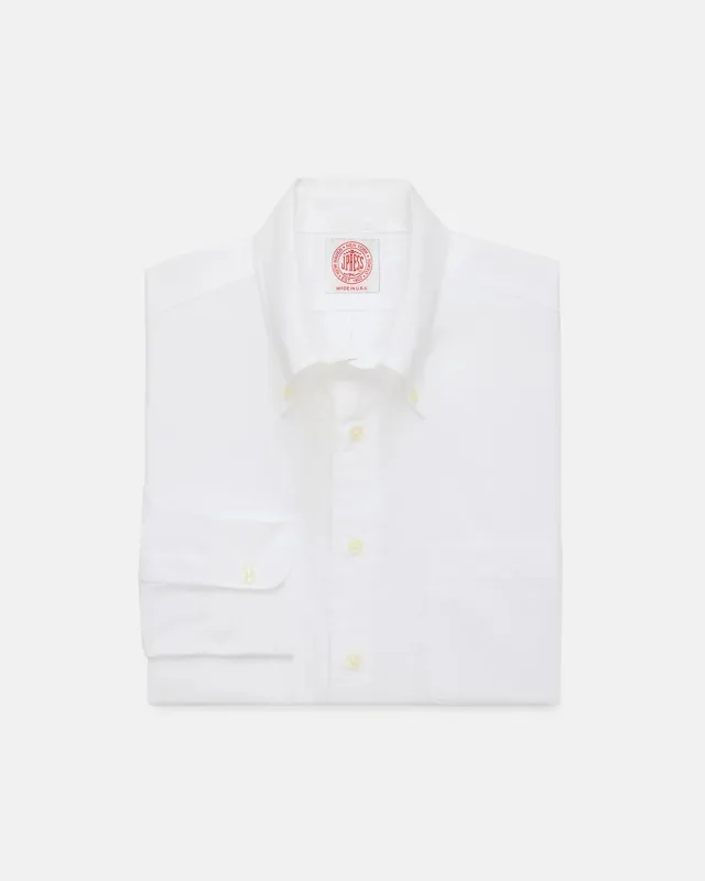 Made-in-USA White Broadcloth Button-Down Shirt - Classic Fit made by J. Press