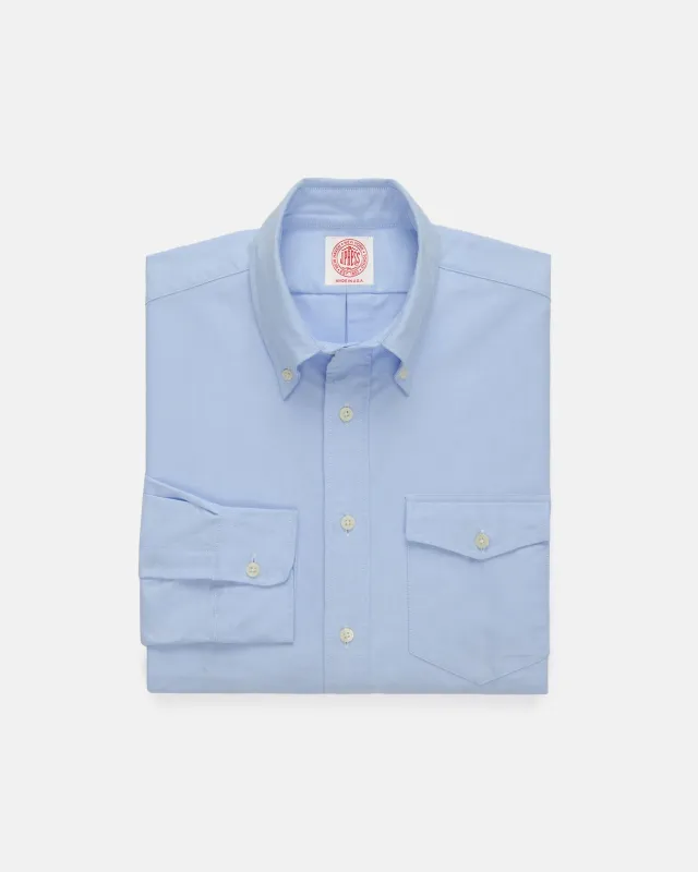 Made-in-USA Flap Pocket Blue Oxford Cloth Button Down Shirt - Classic Fit made by J. Press