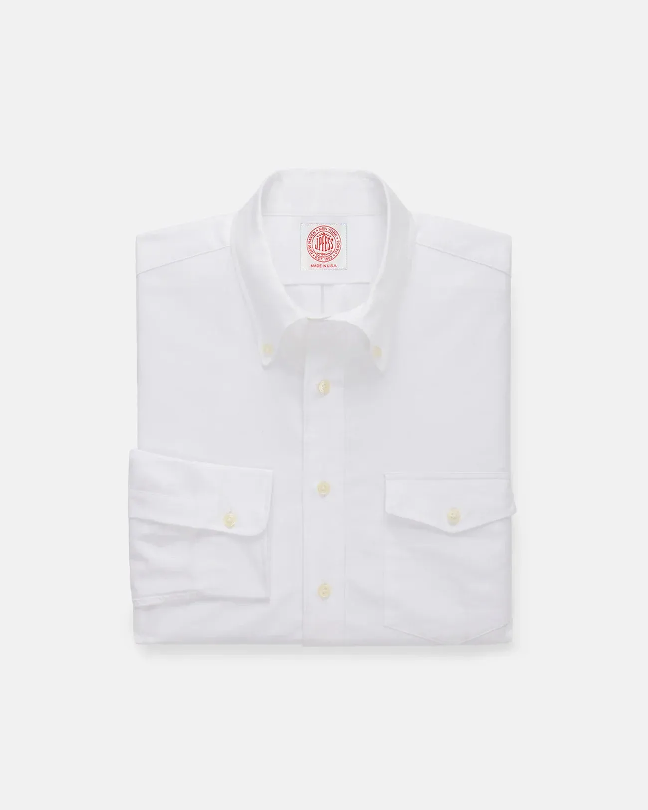 Made-in-USA Flap Pocket White Oxford Cloth Button Down Shirt - Classic Fit sold by J. Press