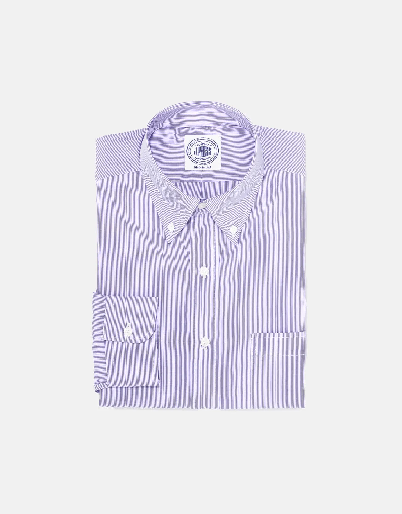 Made-in-USA Purple Slim Stripe Broadcloth Shirt - Classic Fit sold by J. Press